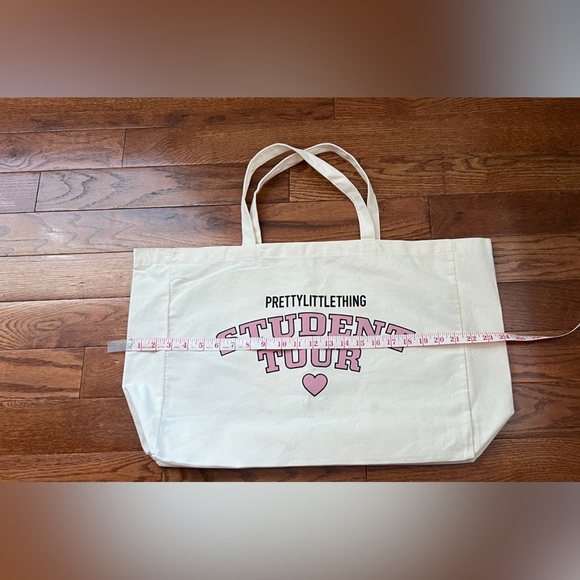 PrettyLittleThing “Student Tour”Cotton Cream Tote Bag One Size - Picture 5 of 5